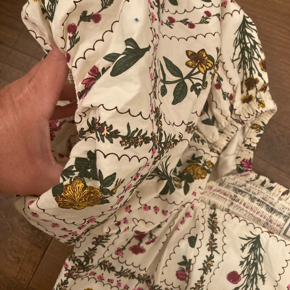LEA Floral Tiered Maxi Dress Flower Seed Packet Smocked NWOT Puff Sleeve Plus 1X - Picture 4 of 13